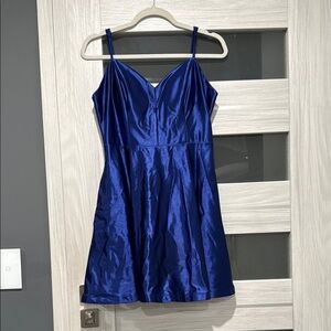 Sleek Blue Satin Dress